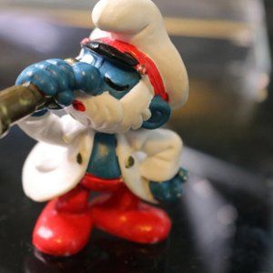 Smurfs 20141 Captain Papa Smurf 1981 Vintage Figure Toy PVC Peyo Lot Figurine